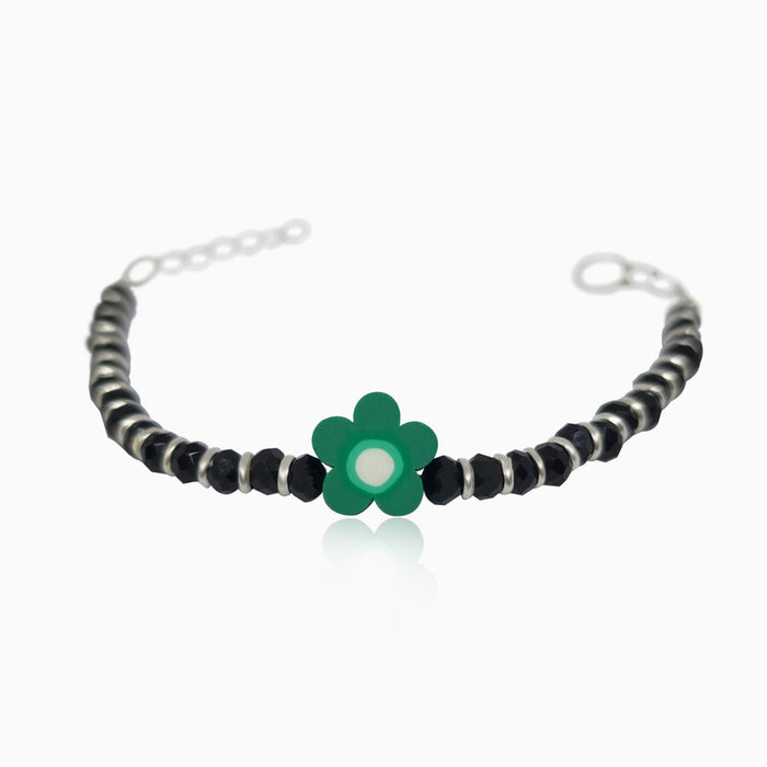 Silver Green Flower Infant Bracelet