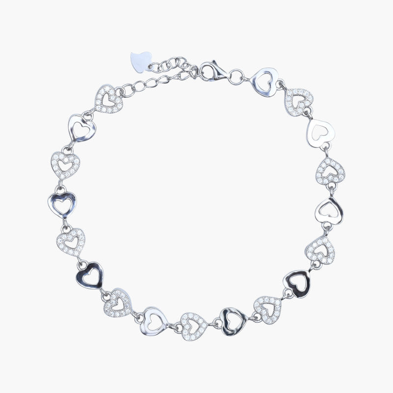 Silver All Heart Love Bracelet