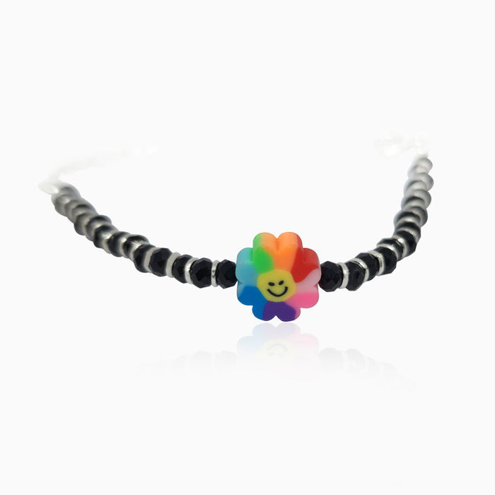 Silver Smiling Rainbow Flower Infant Bracelet
