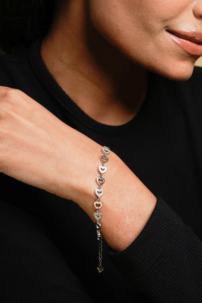 Silver All Heart Love Bracelet