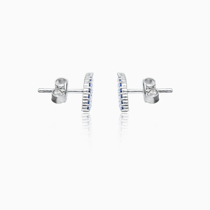 Silver Sparkling Evil Eye Stud Earrings
