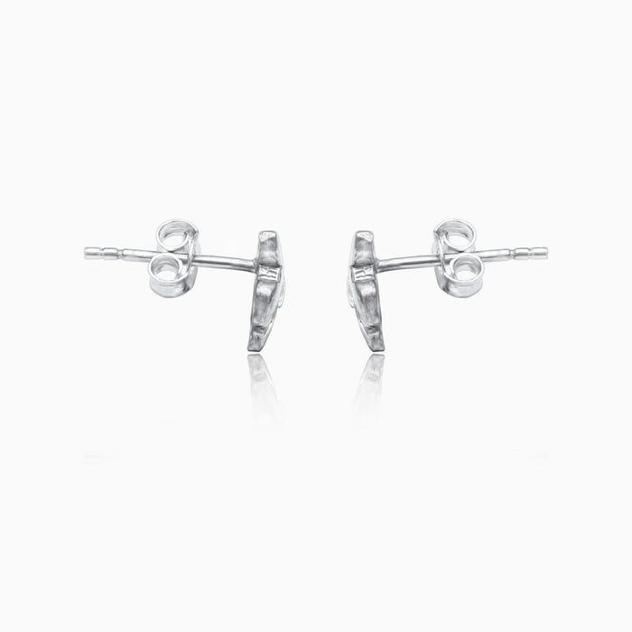Silver Turtle Zircon Stud Earrings