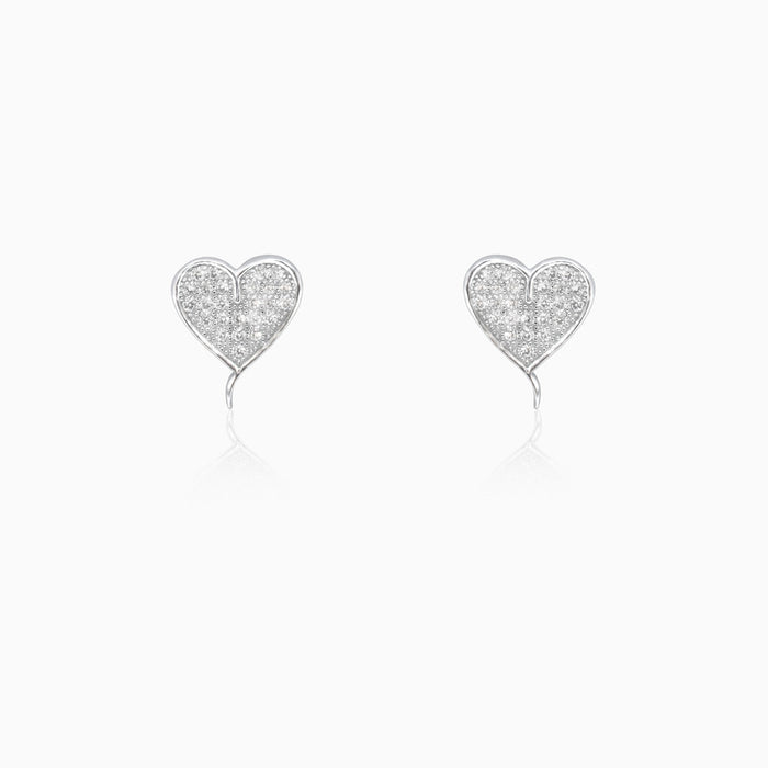 Silver Classic Heart Stud Earrings