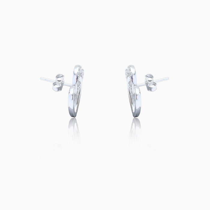 Silver Heart in Heart Stud Earrings