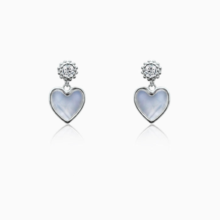 Silver Mother of Pearl Heart Stud Earrings
