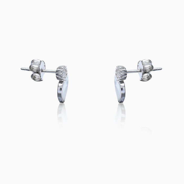 Silver Mother of Pearl Heart Stud Earrings