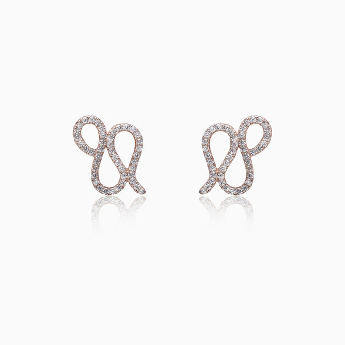 Rose Gold Zircon Curves Earrings