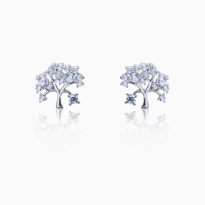 Silver Sparkling Tree of Life Earrings