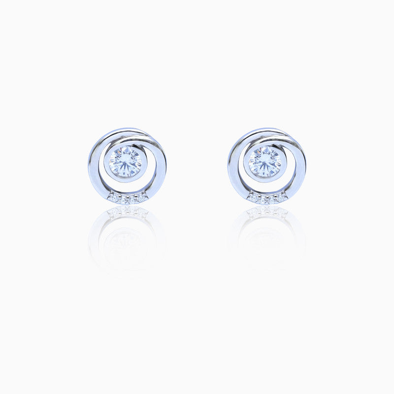 Silver Inner Peace Zircon Stud Earrings