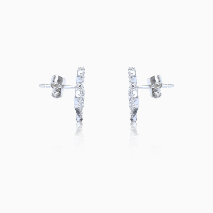 Silver Zircon Curves Earrings