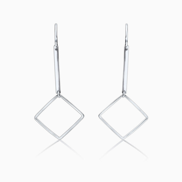 Silver Flat & Square Earrings