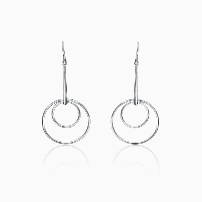 Silver Double Hoop Glam Earrings