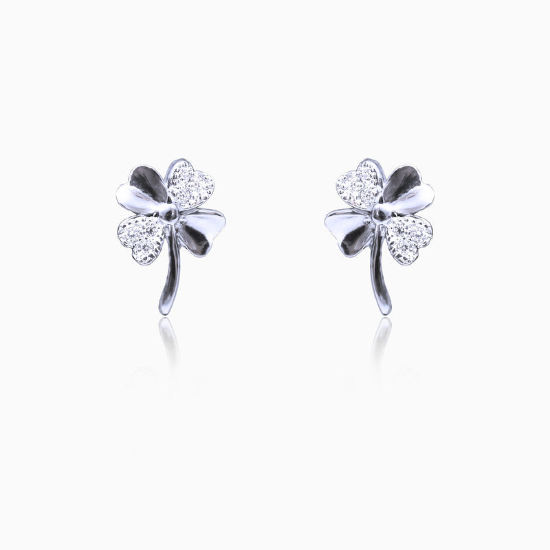Silver Mini Flower Stud Earrings