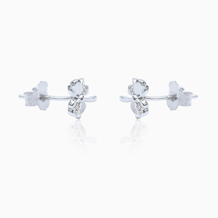 Silver Mini Flower Stud Earrings