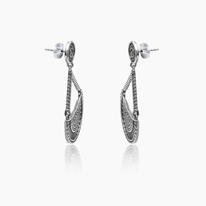 Silver Intricate Chakra Drop Earrings