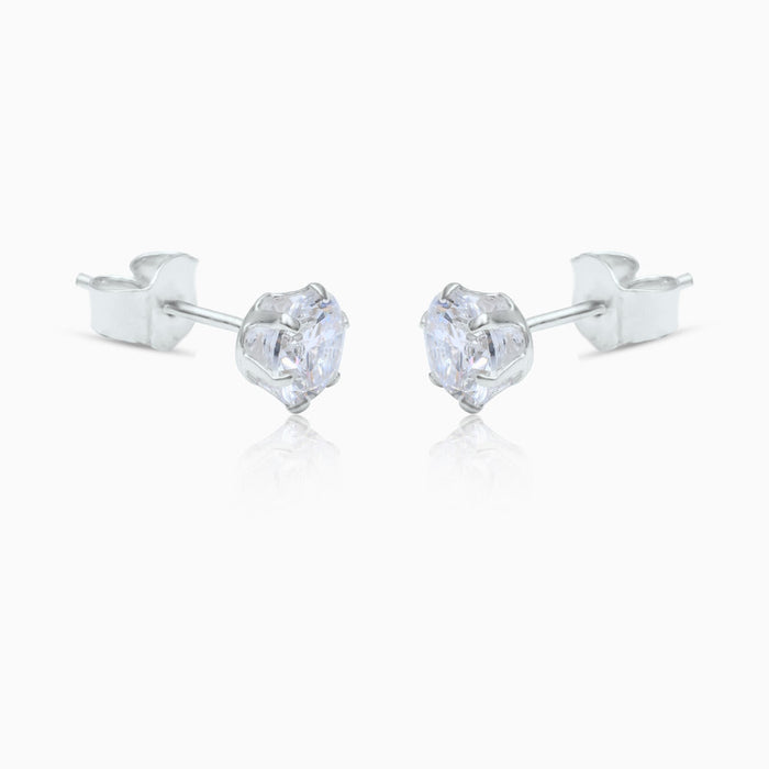 Silver Mini Zircon Stud Earrings