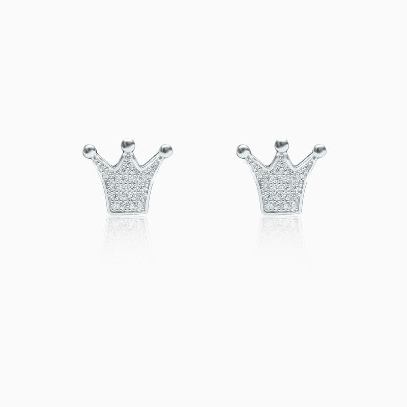 Silver Shimmer Crown Earrings