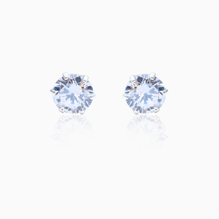 Silver Mini Zircon Stud Earrings