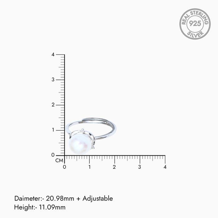 Silver Majesty Pearl Adjustable Ring