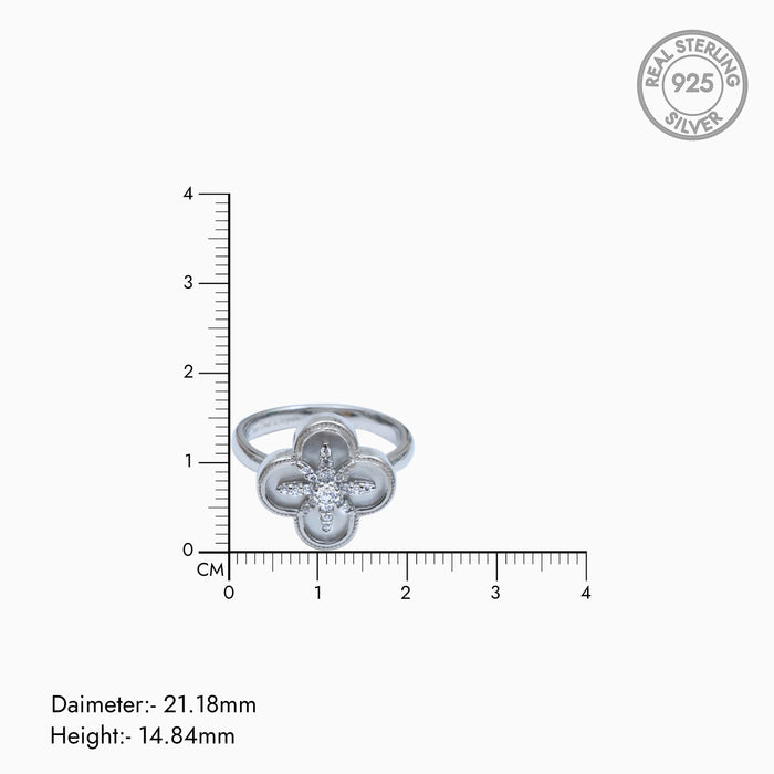 Silver Mother of Pearl Flower Ring