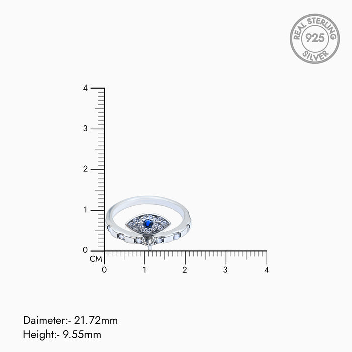 Silver Dangling Evil Eye Ring