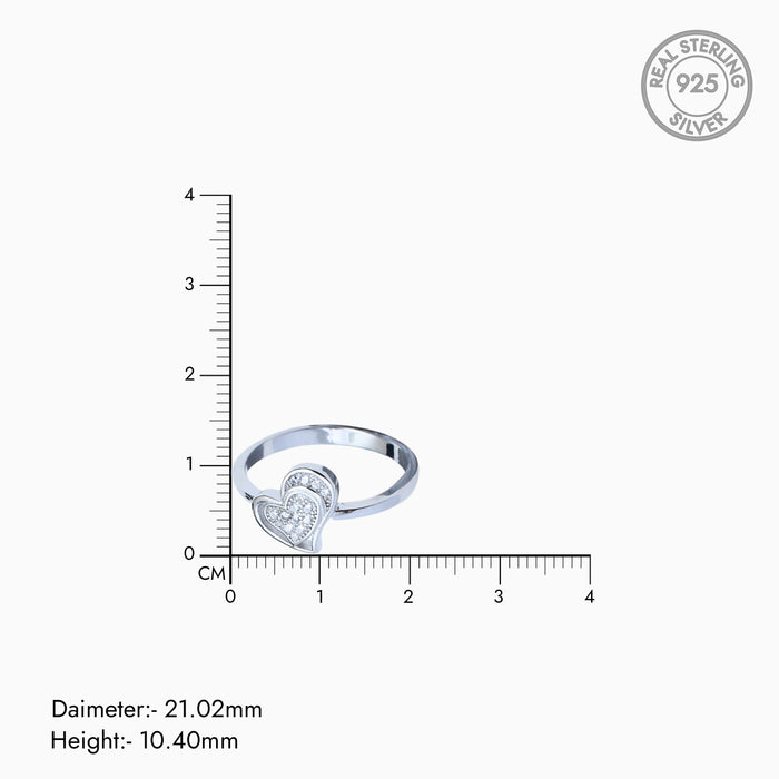 Silver Shimmer Heart in Heart Ring