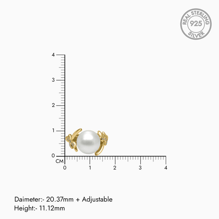 Silver Gold Nature Embrace Pearl Ring