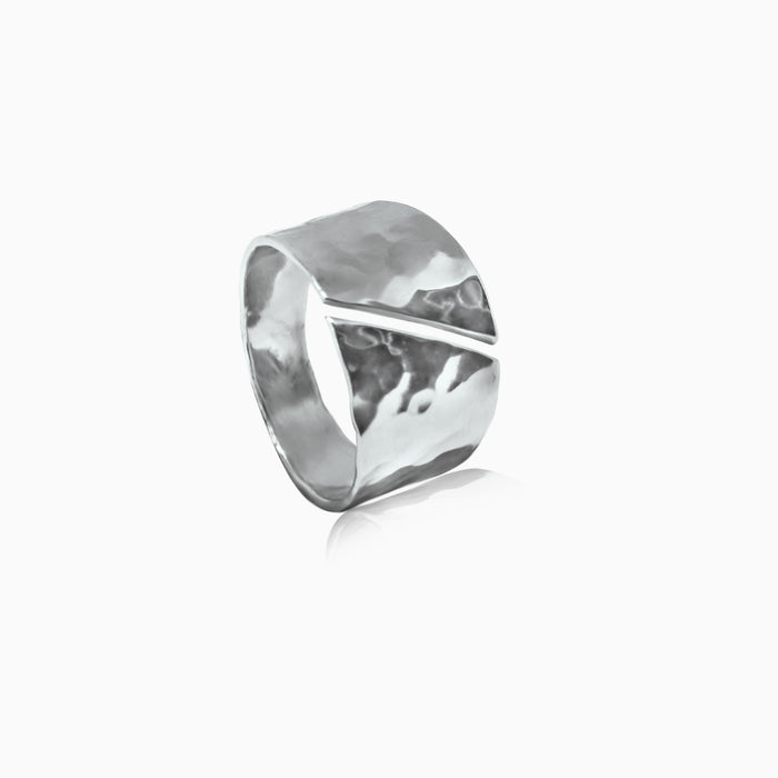 Silver Hammered Unisex Ring