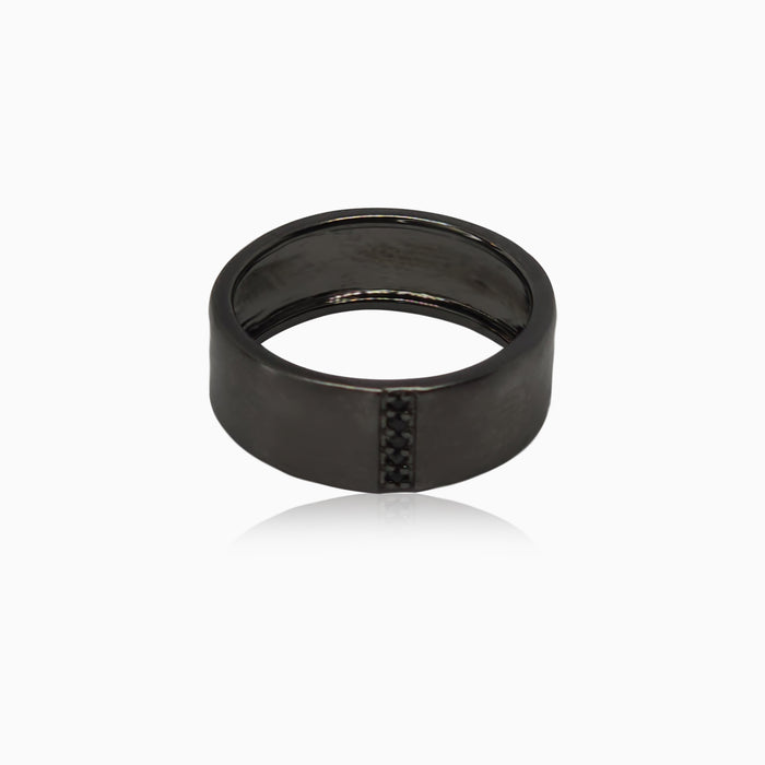 Silver Matt Black Unisex Band Ring