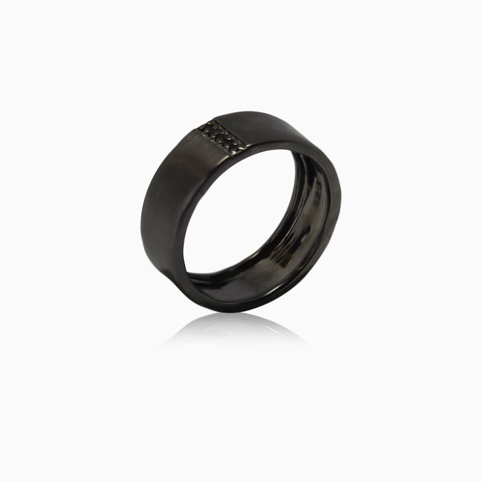 Silver Matt Black Unisex Band Ring