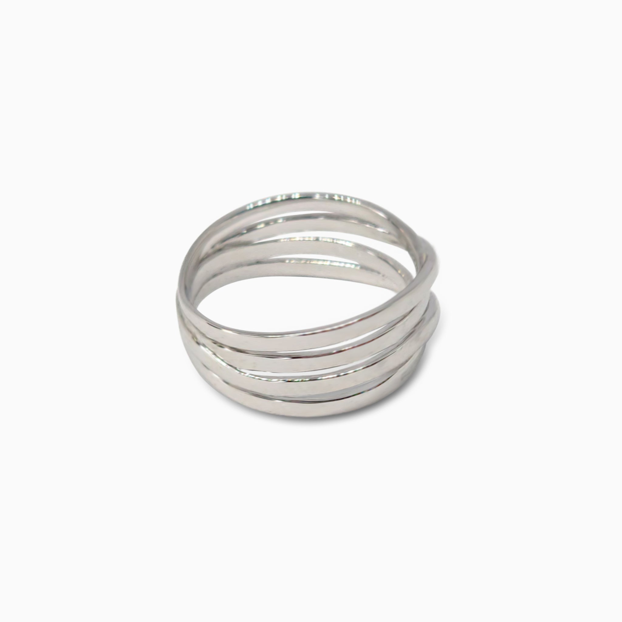 Silver 4 Line Unisex Ring