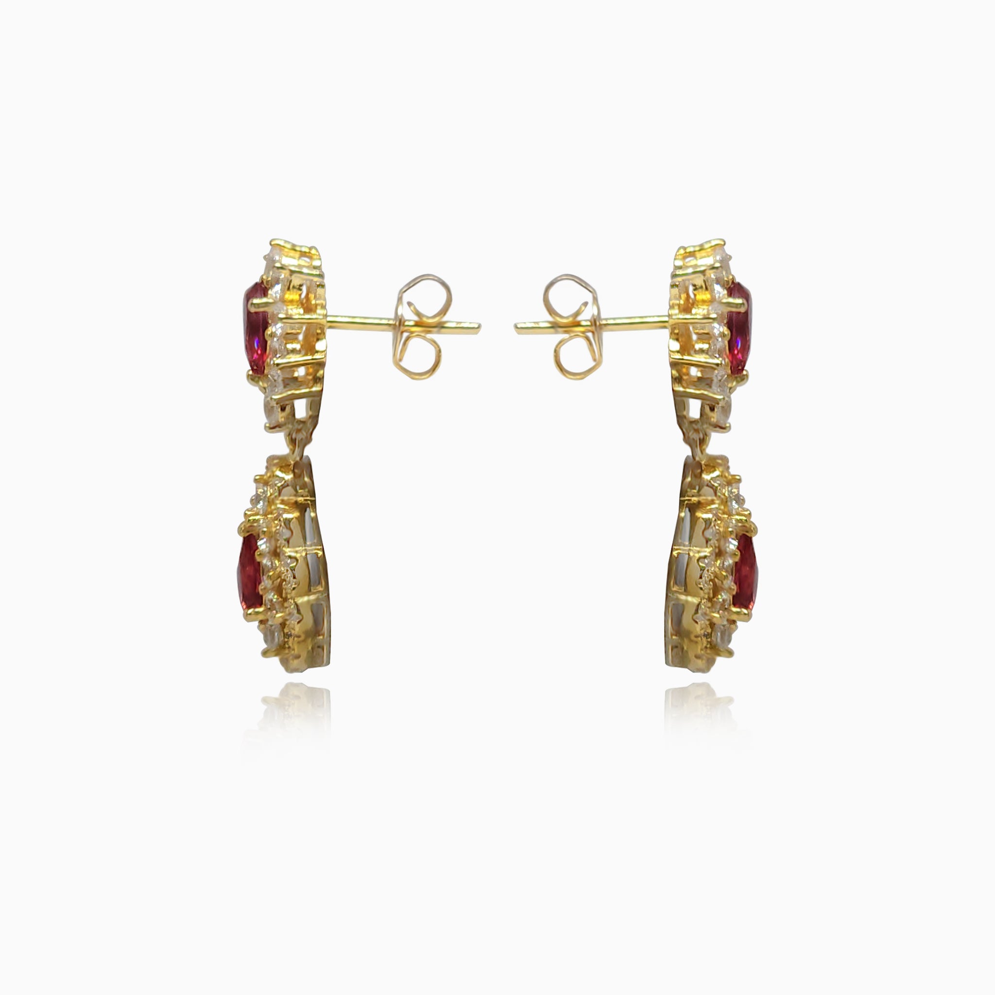 Silver Gold Opulence Ruby Red Earring