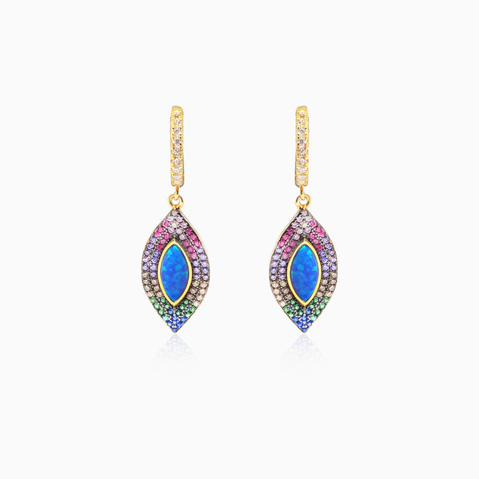 Silver Gold Intricate Evil Eye Hoop Earrings