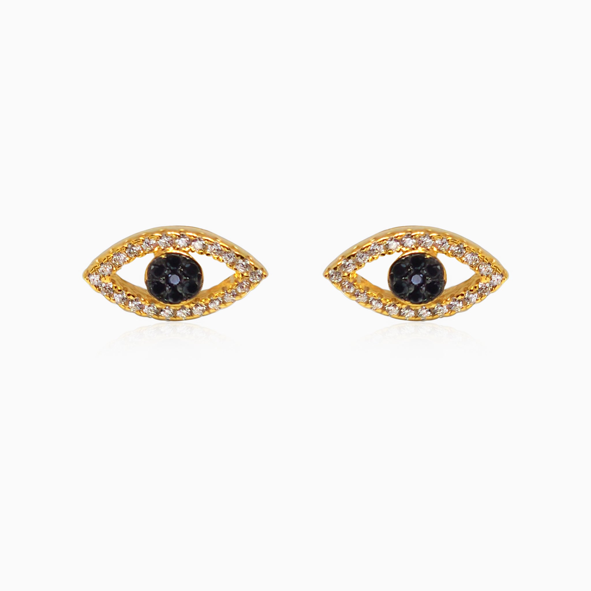 Silver Gold Mini Sparkling Evil Eye Earrings