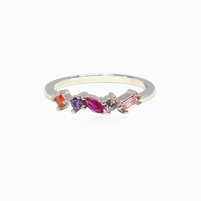 Silver Multi Tone Gemstone Ring