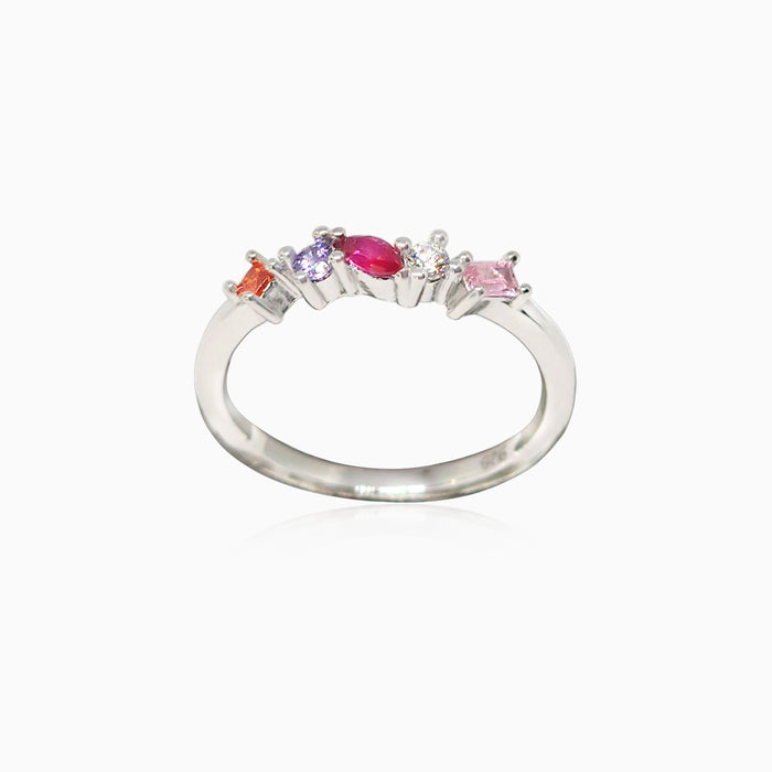Silver Multi Tone Gemstone Ring