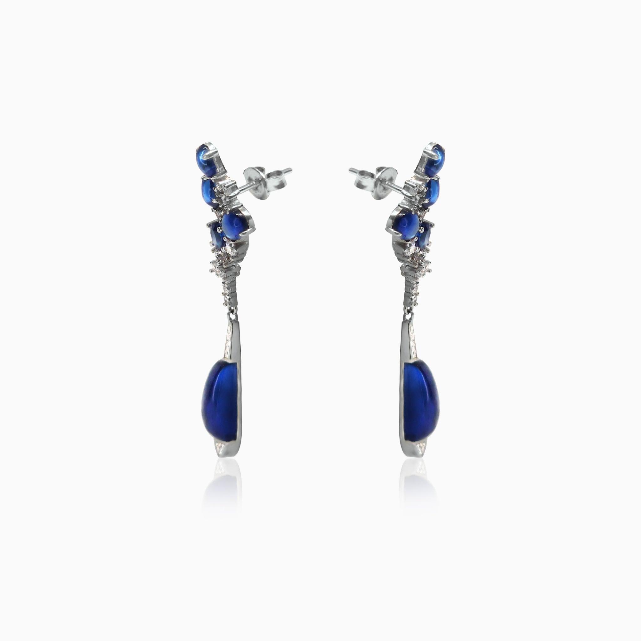 Silver Dangling Sapphire Blue Earrings