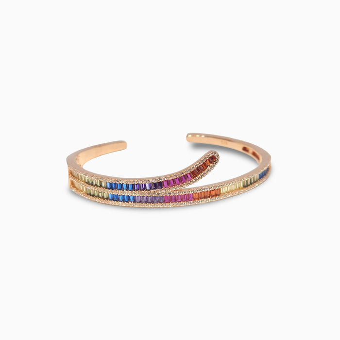 Silver Rose Gold Multi Tone Gemstone Branch Bracelet