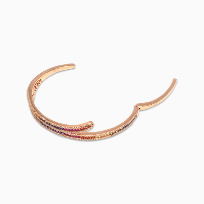 Silver Rose Gold Multi Tone Gemstone Branch Bracelet