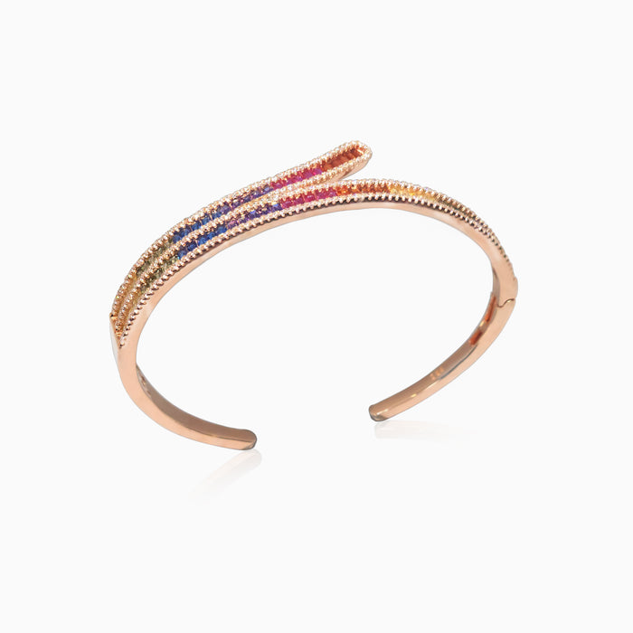 Silver Rose Gold Multi Tone Gemstone Branch Bracelet