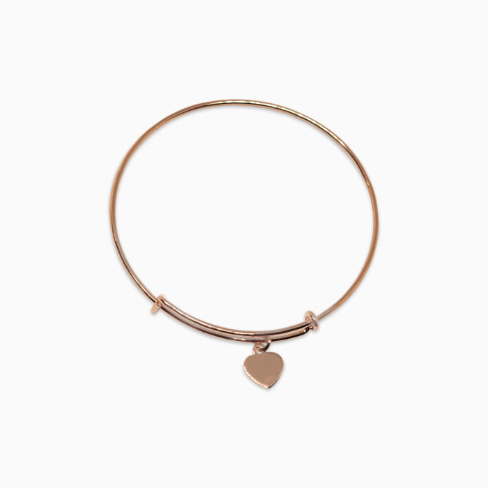 Silver Rose Gold Adjustable Dangling Heart Bangle