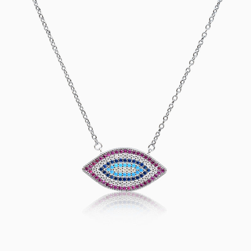 Silver Intricate Evil Eye Pendant with Link Chain