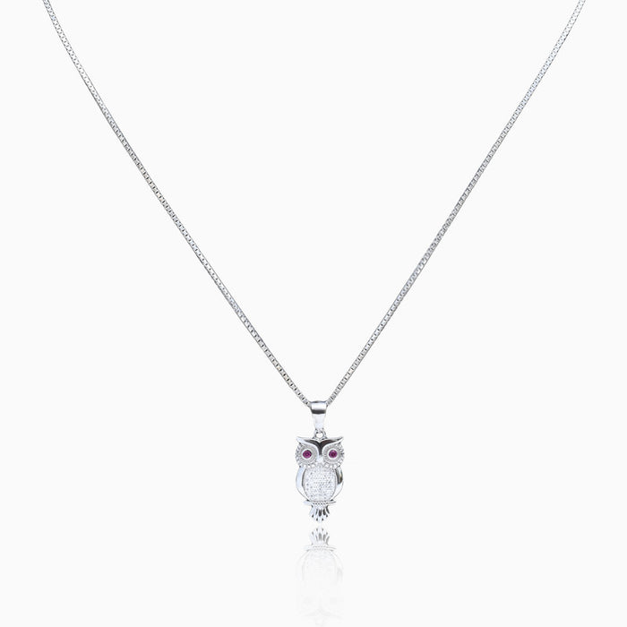 Silver Owl Pendant with Link Chain
