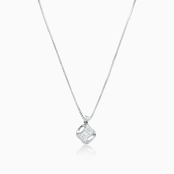 Silver Sparkling Nostalgia Pendant with Link Chain