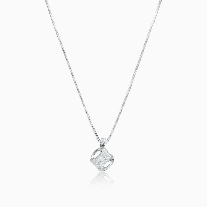Silver Sparkling Nostalgia Pendant with Link Chain