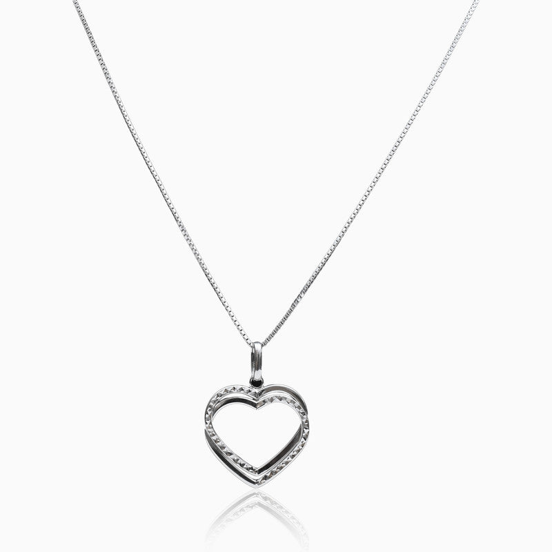 Silver Love Heart in Heart Pendant