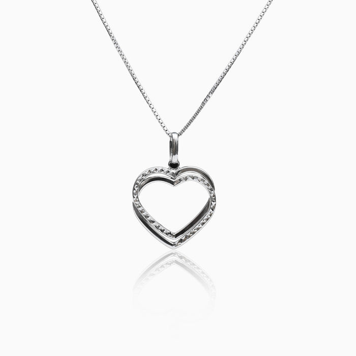 Silver Love Heart in Heart Pendant