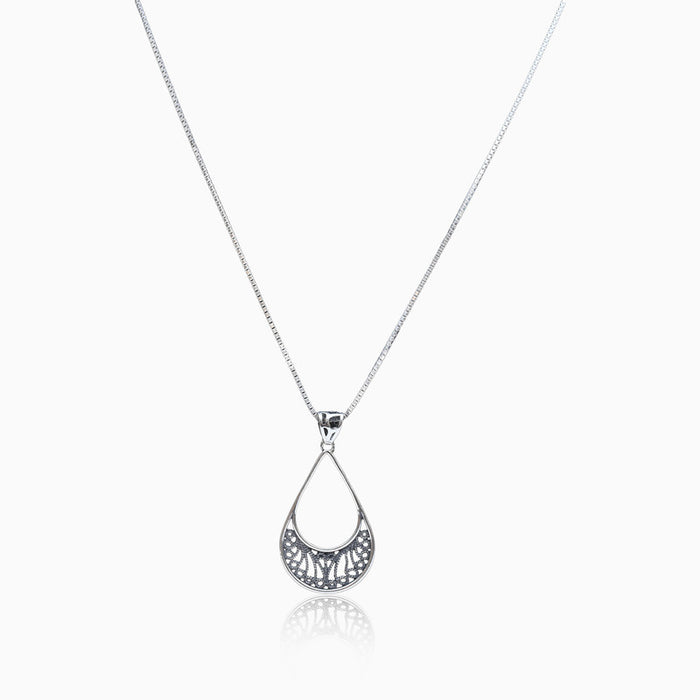 Silver Filigree Drop Pendant