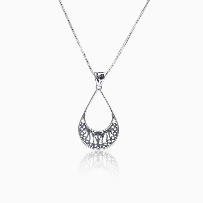 Silver Filigree Drop Pendant