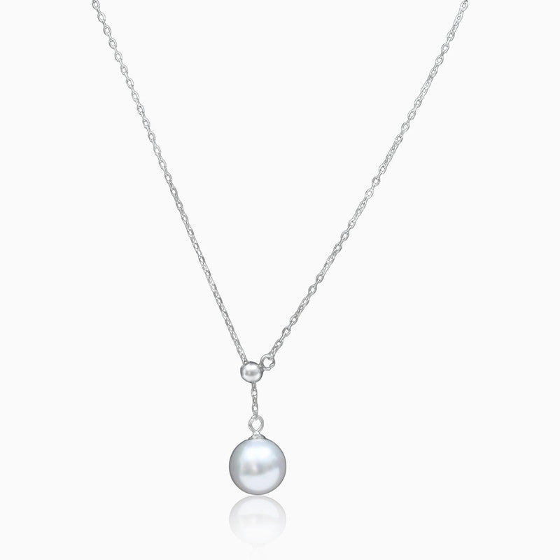 Silver Pearl Drop Adjustable Necklace